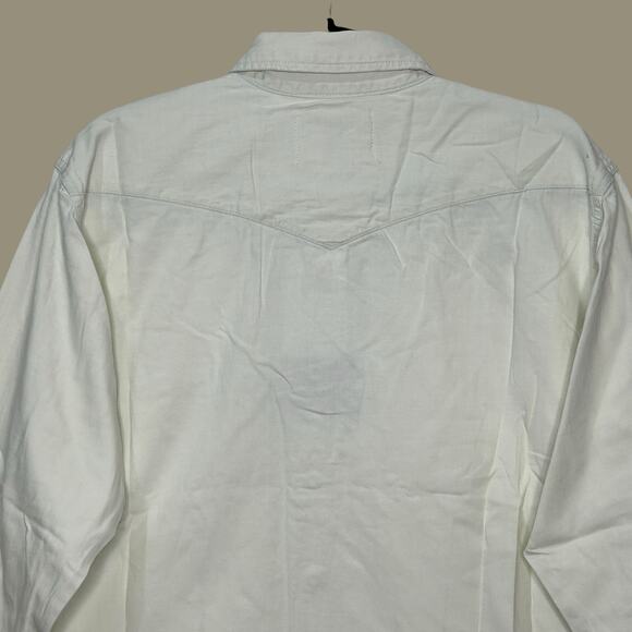 Sandrine Rose Chambray Western Button Up Tunic Shirt Cream Women Large NWT - Picture 8 of 12